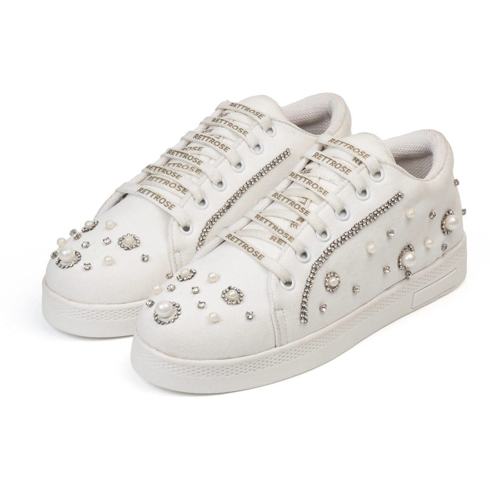 The Nova White Luxury Embellished Trainer