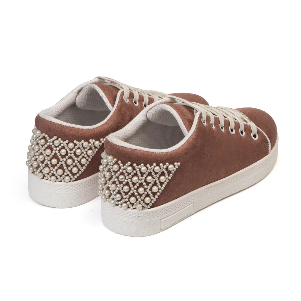 The Elena Desert Storm Luxury Embellished Trainer