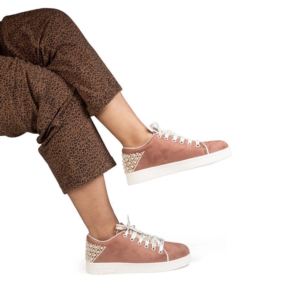 The Elena Desert Storm Luxury Embellished Trainer