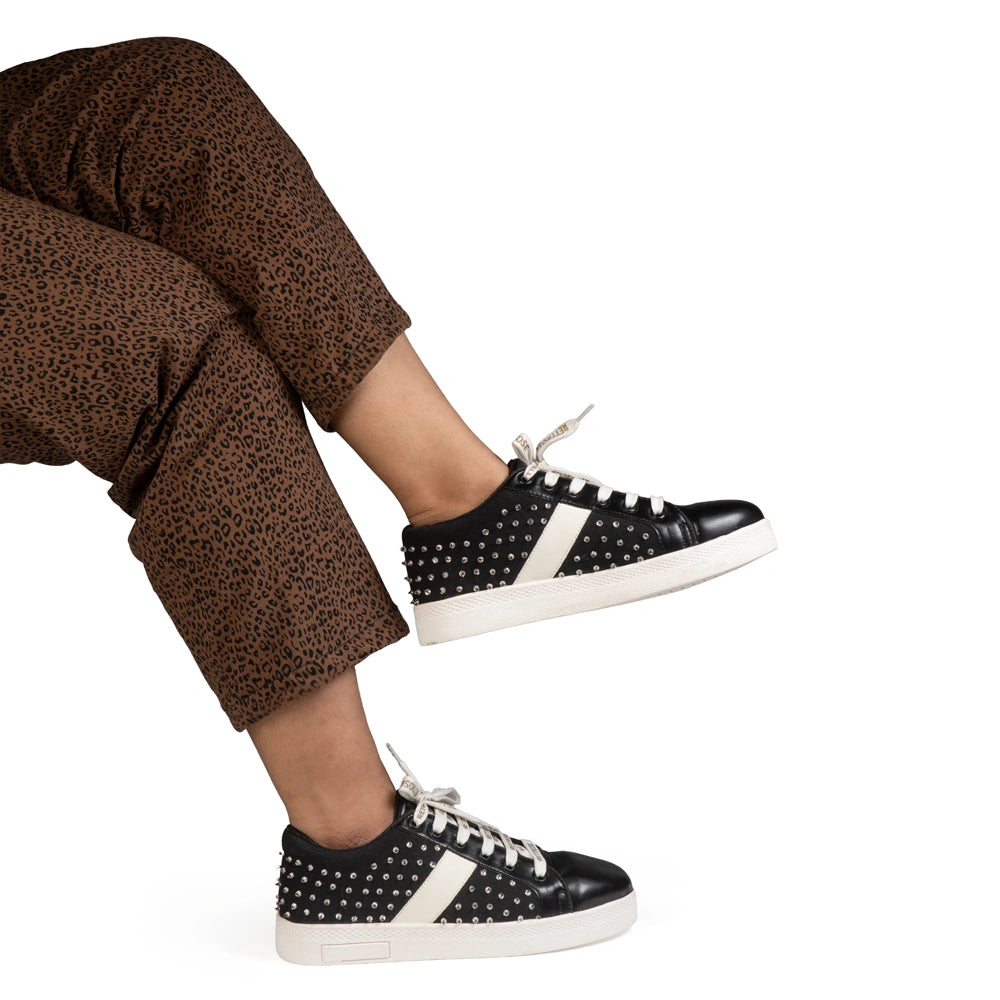 The Teri Black Luxury Embellished Trainer