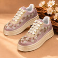 The Delphine Luxury Blush Bloom Embellished Trainer