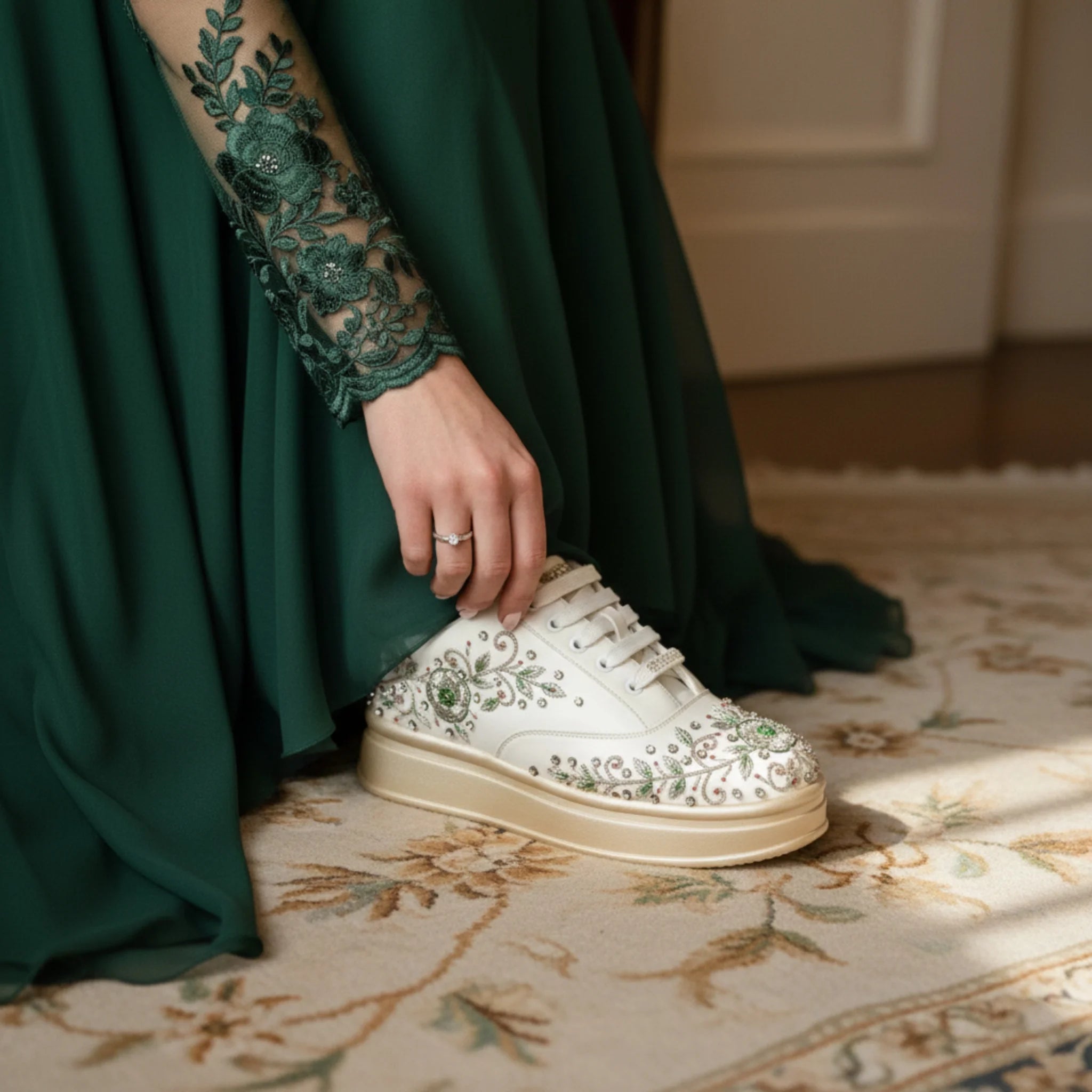 The Elysia Luxury Enchanted Vine Embellished Trainer
