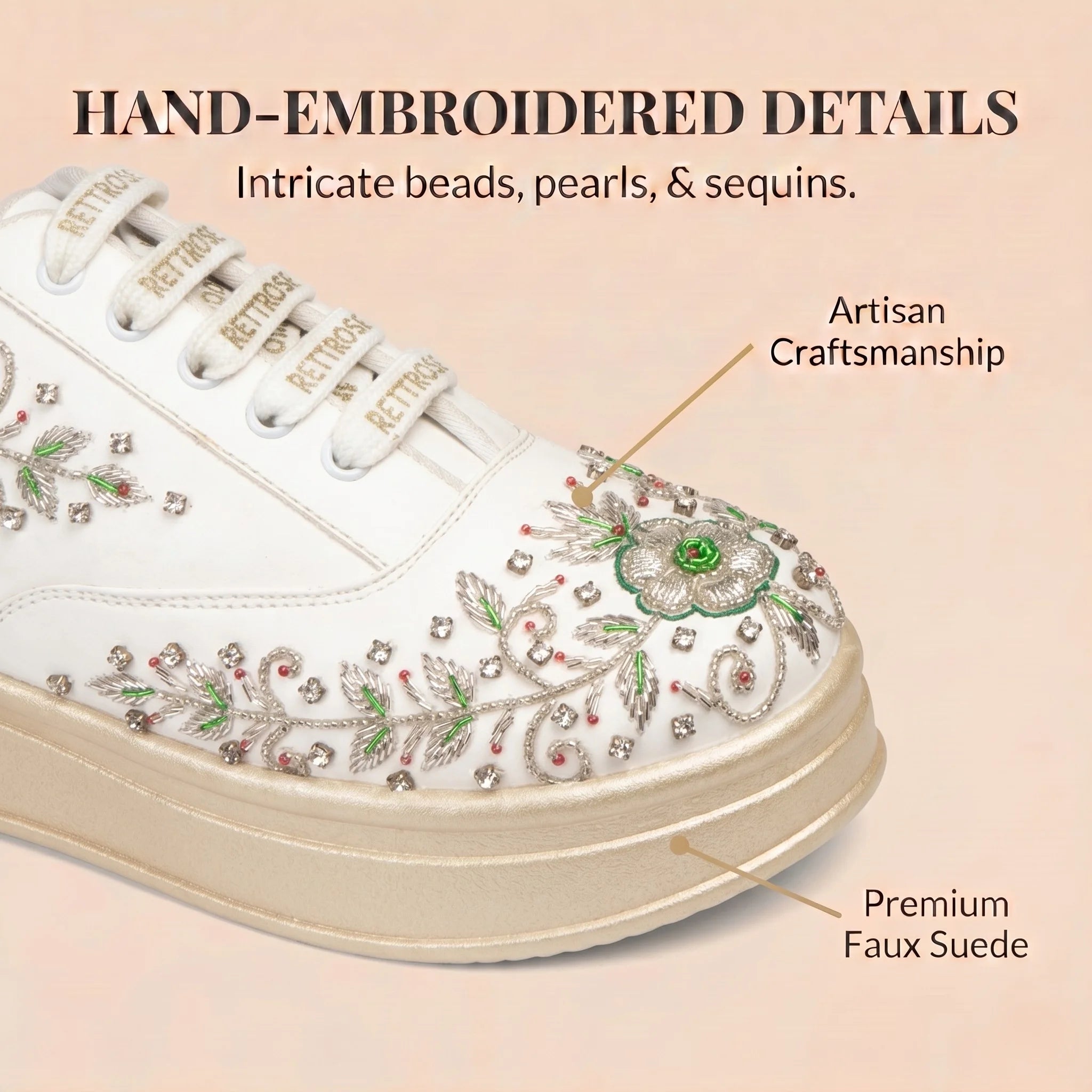 The Elysia Luxury Enchanted Vine Embellished Trainer