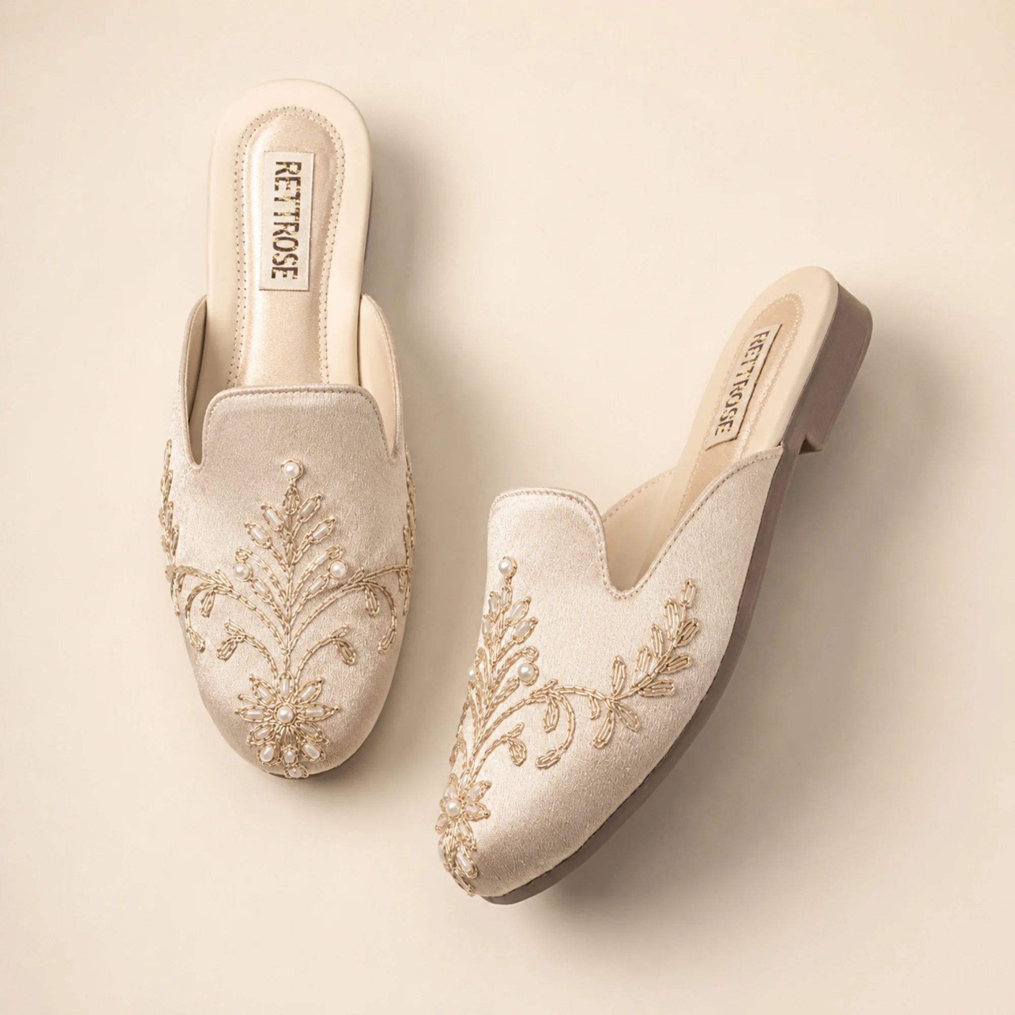 The Ethereal Nude Satin Luxury Embellished Mules