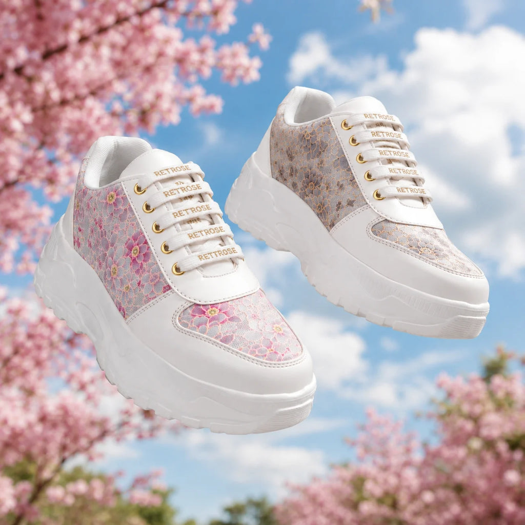 The Florence Glow White Pink Luxury Embellished Casual Sneaker
