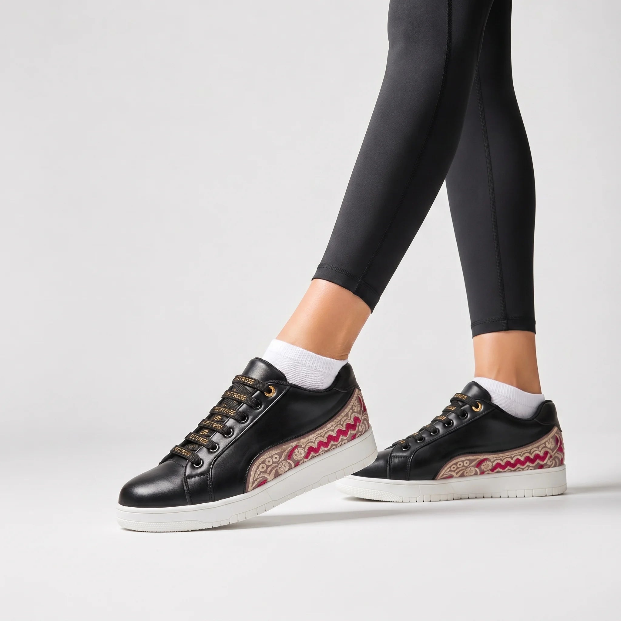 The Medallion Wave Black Red Luxury Embellished Casual Sneaker