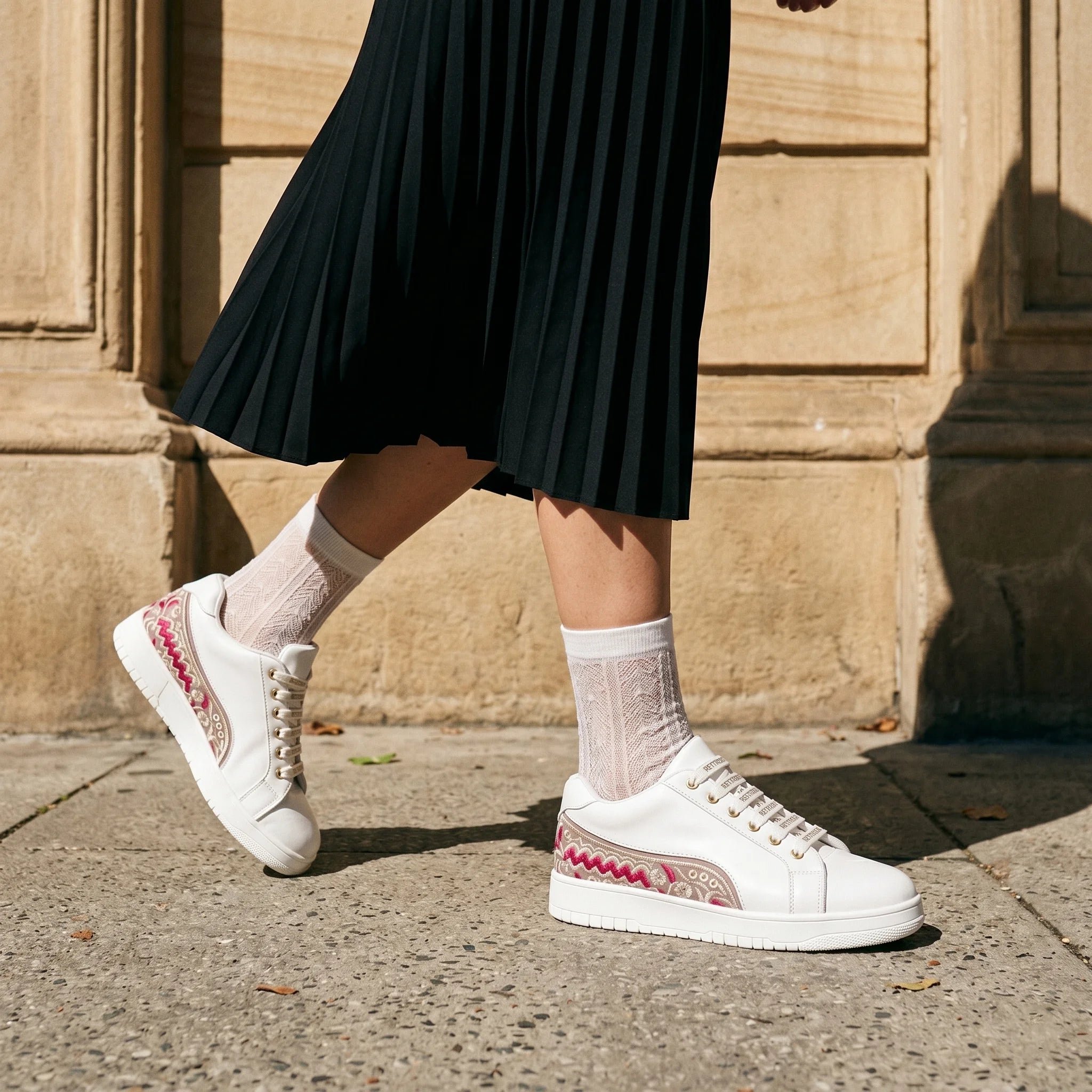 The Medallion Wave White Red Luxury Embellished Casual Sneaker