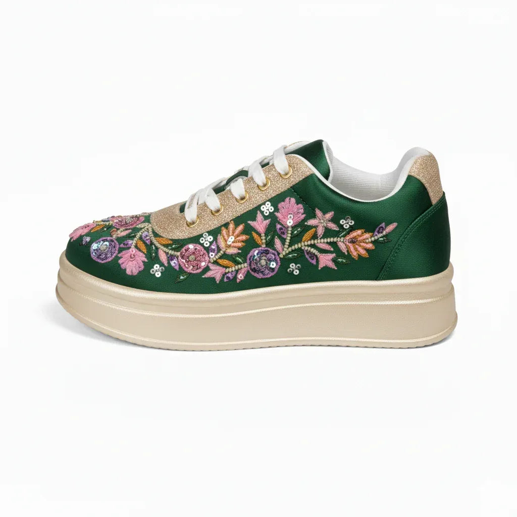 The Primrose Luxury Wild Rose Embellished Trainer