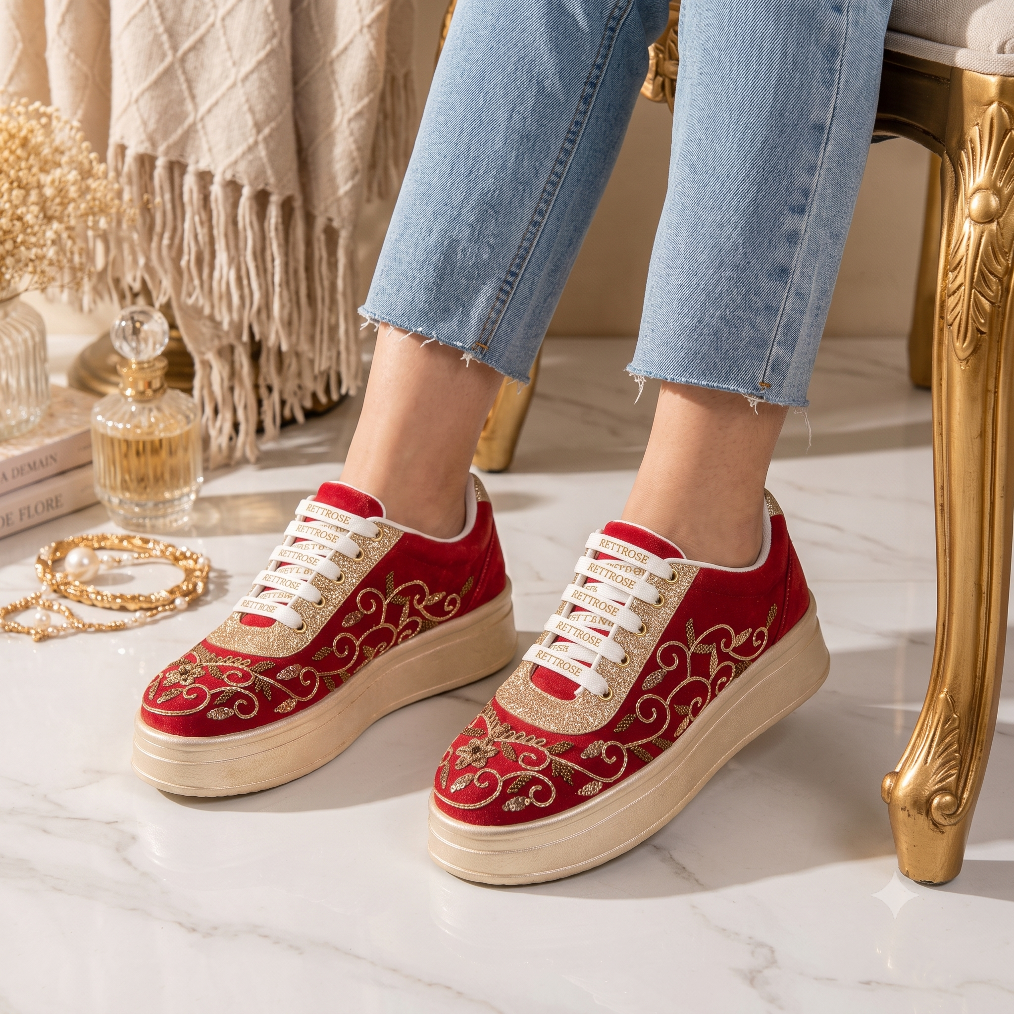 The Monarch Luxury Baroque Vine Embellished Trainer