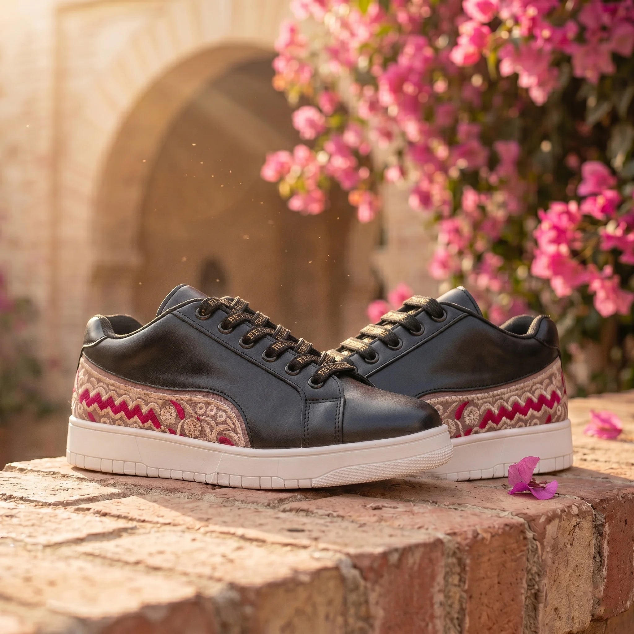 The Medallion Wave White Red Luxury Embellished Casual Sneaker