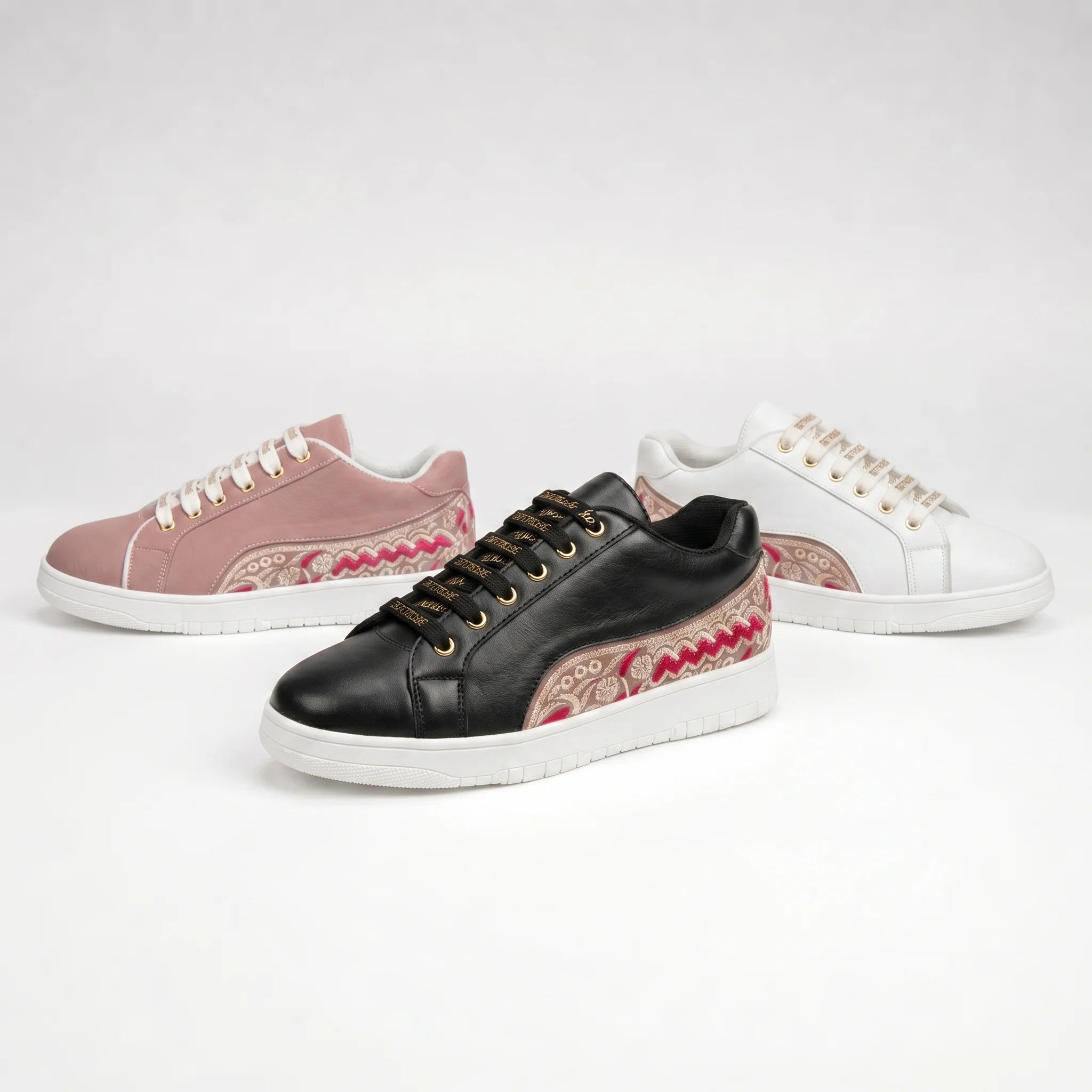 The Medallion Wave Black Red Luxury Embellished Casual Sneaker