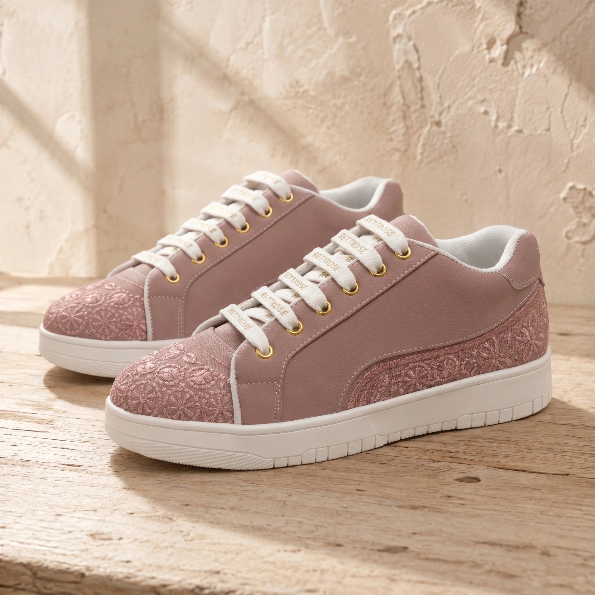 The Heirloom Flora Black Peach Luxury Embellished Casual Sneaker