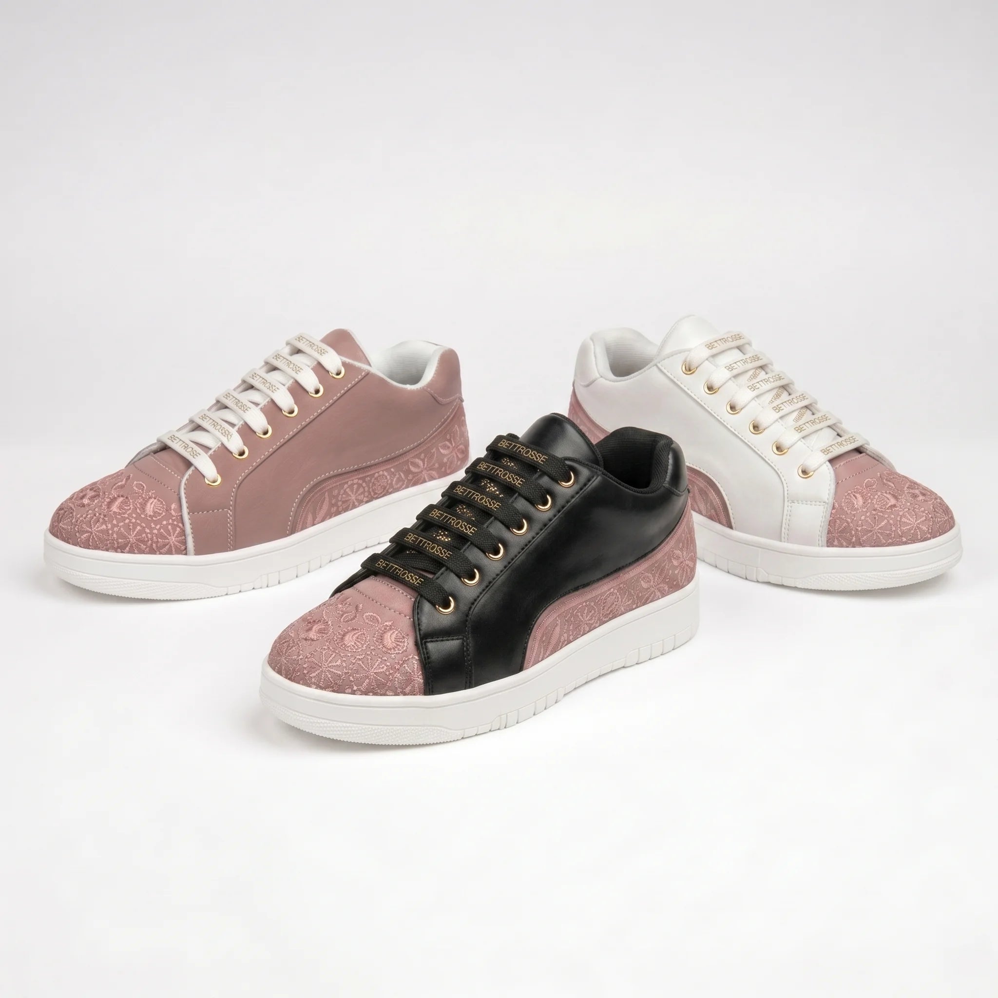 The Heirloom Flora Black Peach Luxury Embellished Casual Sneaker