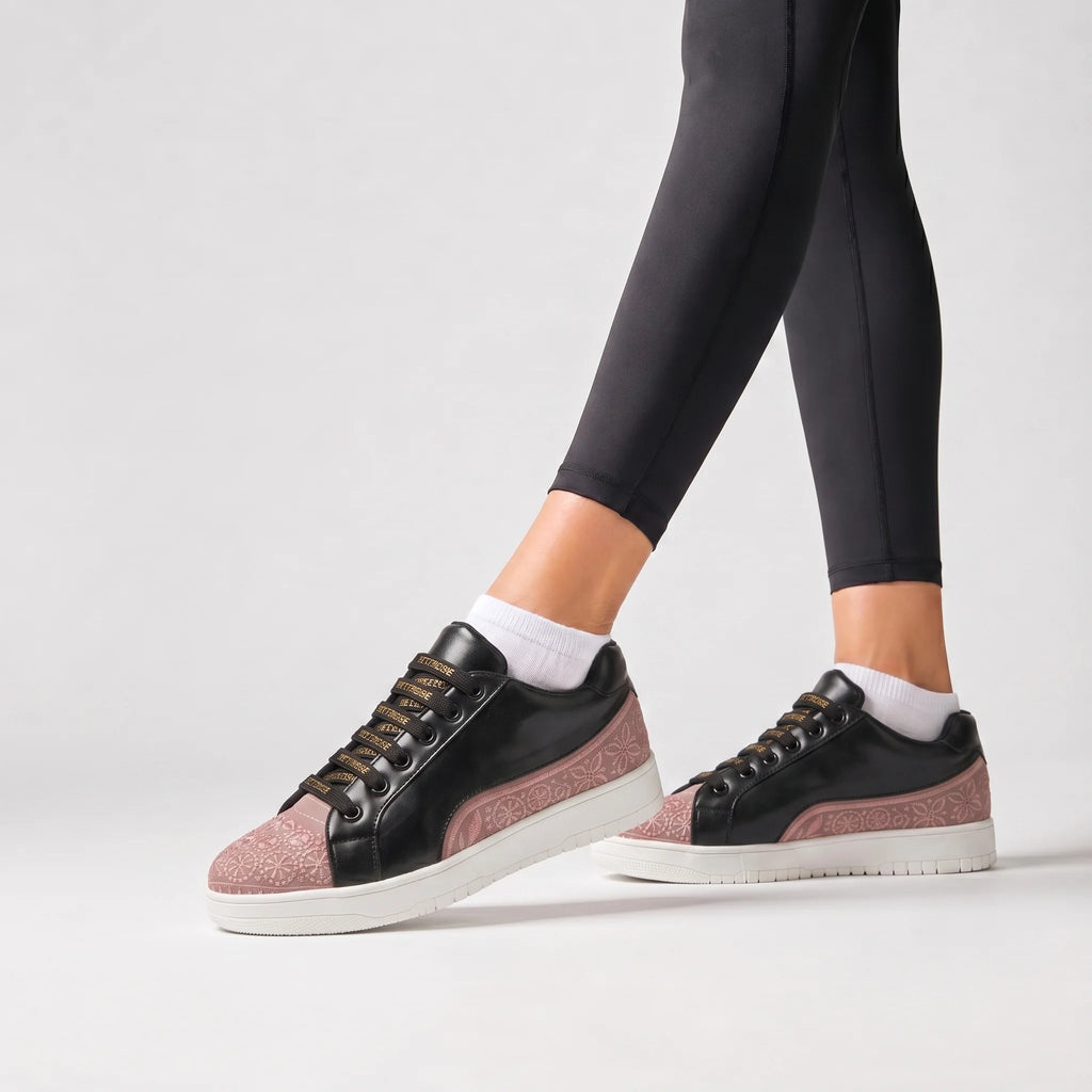 The Heirloom Flora Black Peach Luxury Embellished Casual Sneaker