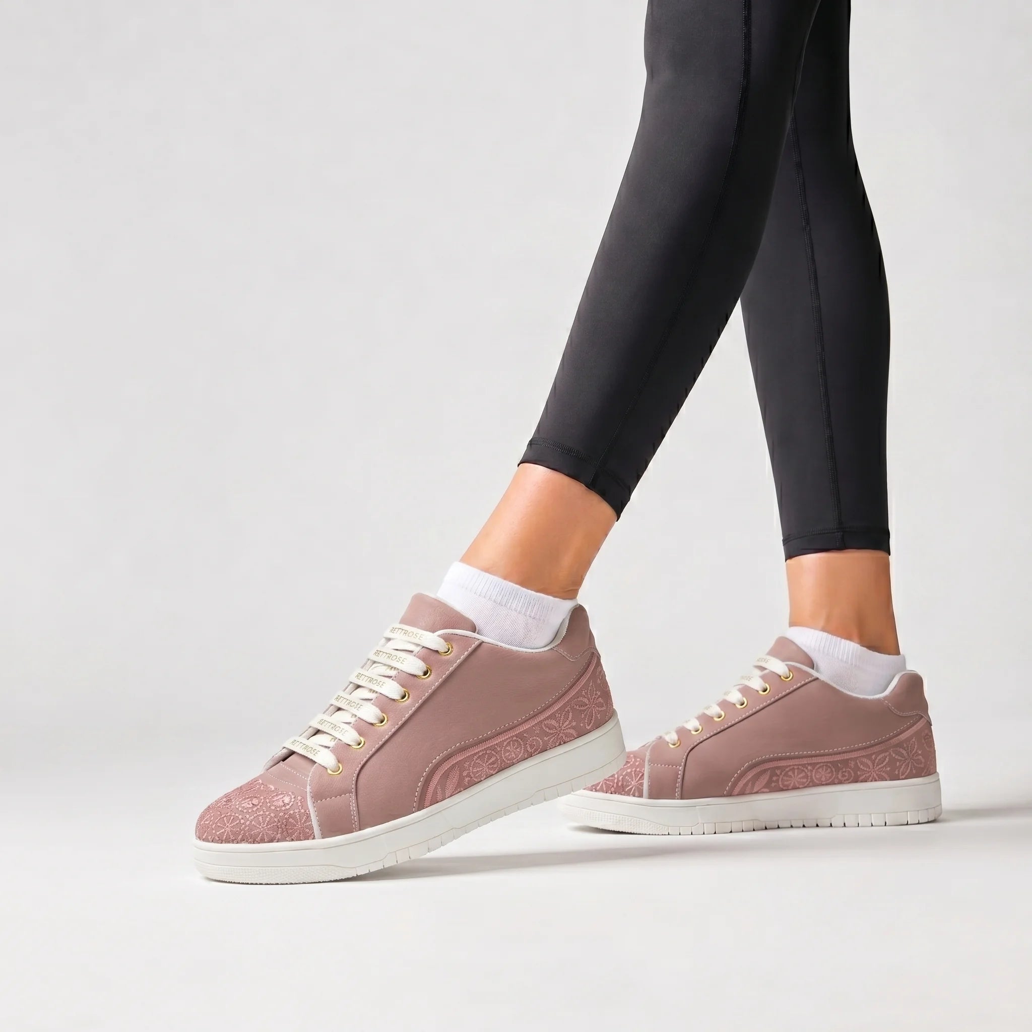 The Heirloom Flora Peach Luxury Embellished Casual Sneaker