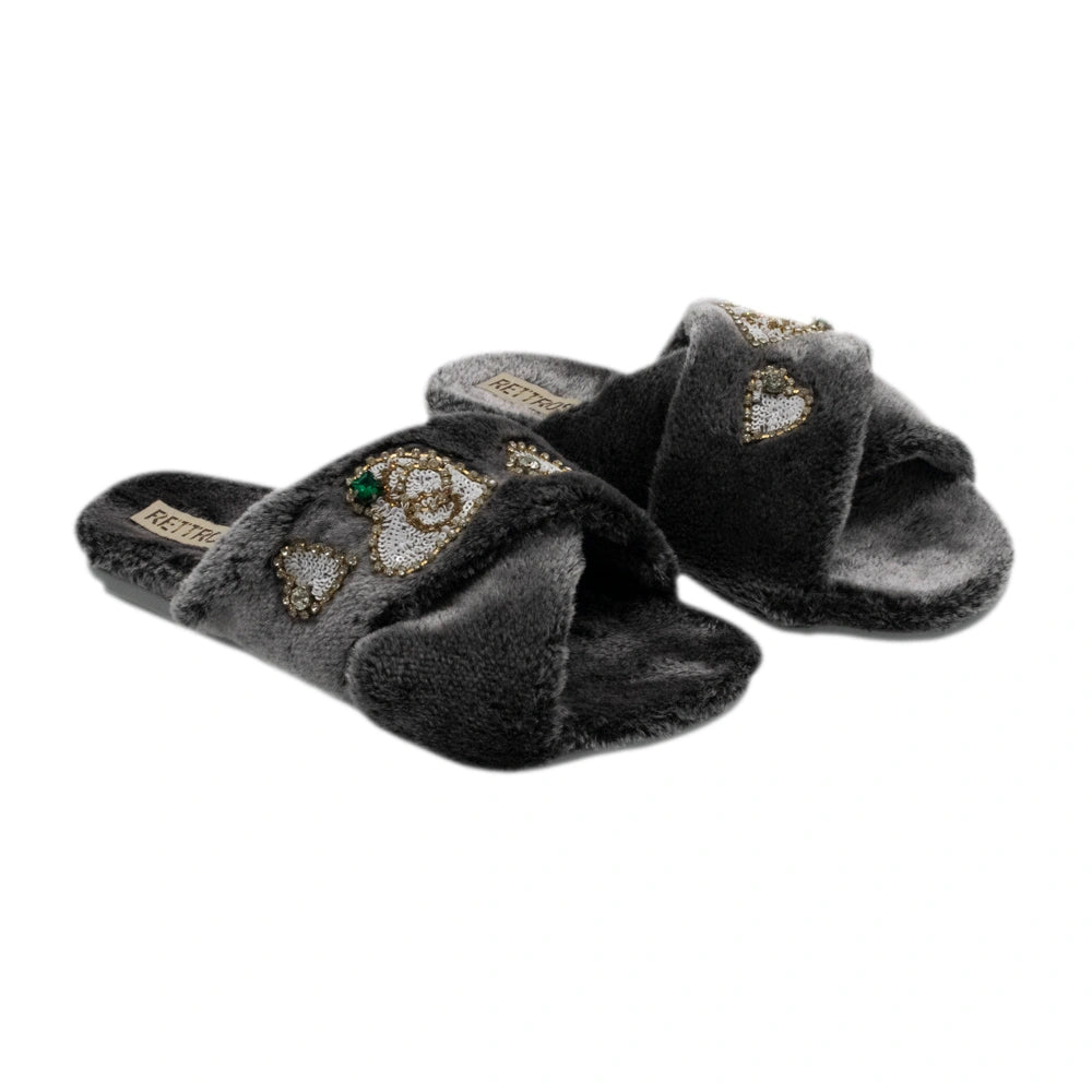 The Emmy Grey Luxury Plush Diamante Embellished Slippers