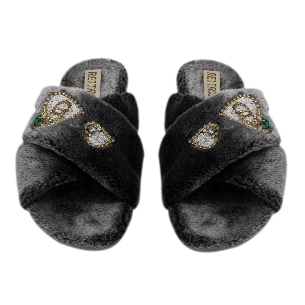 The Emmy Grey Luxury Plush Diamante Embellished Slippers