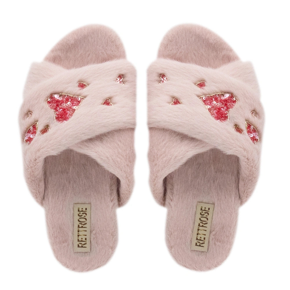 The Kaylee Pink Luxury Plush Diamante Embellished Slippers