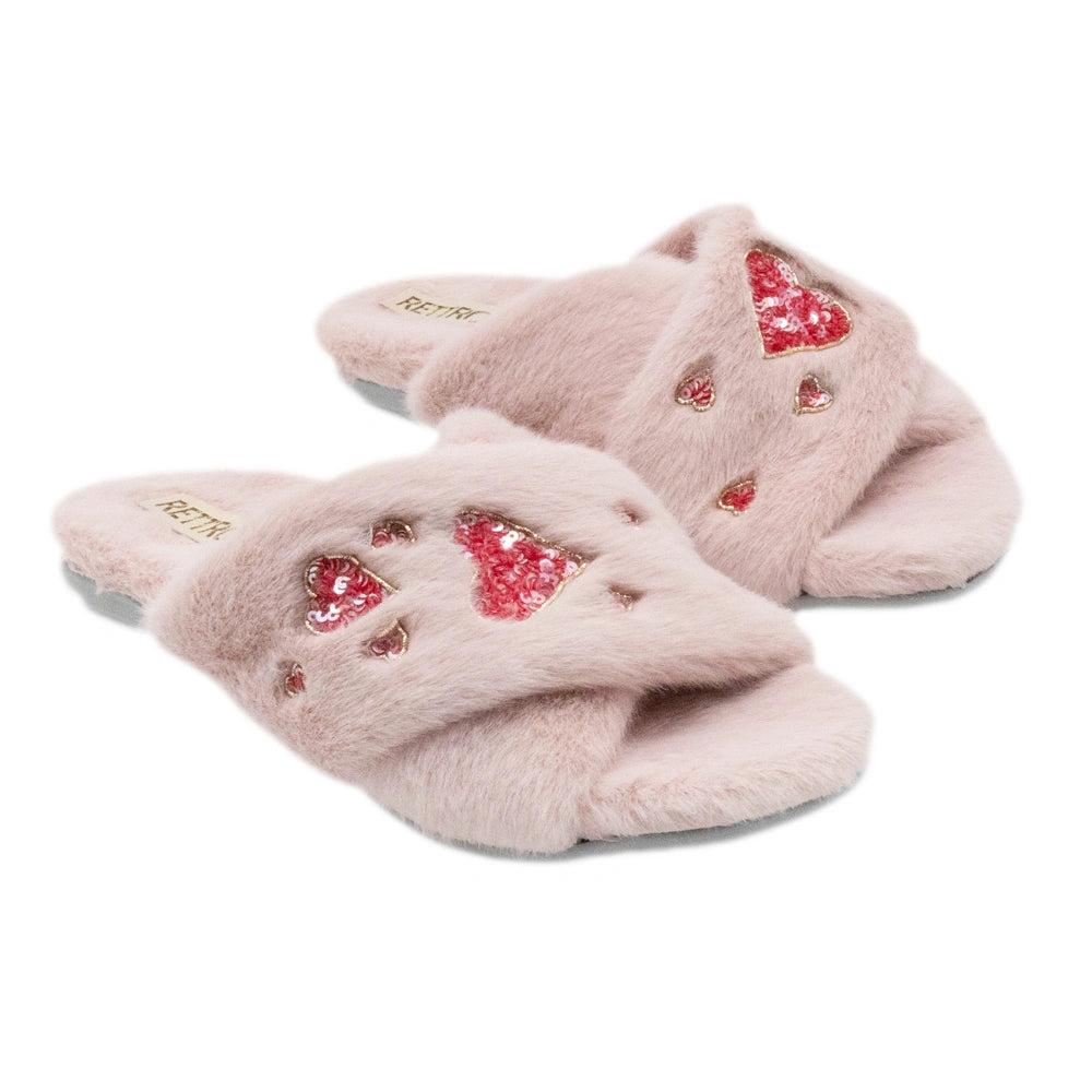 The Kaylee Pink Luxury Plush Diamante Embellished Slippers