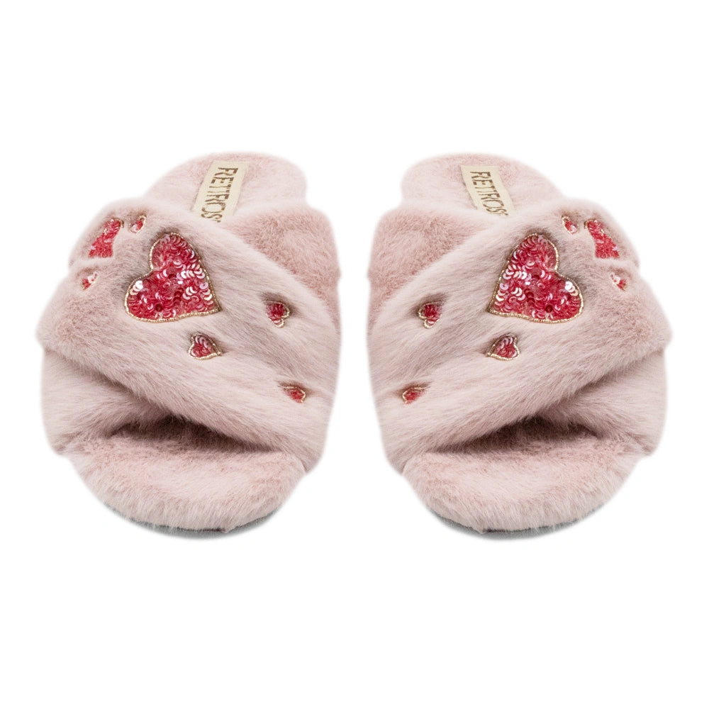The Kaylee Pink Luxury Plush Diamante Embellished Slippers