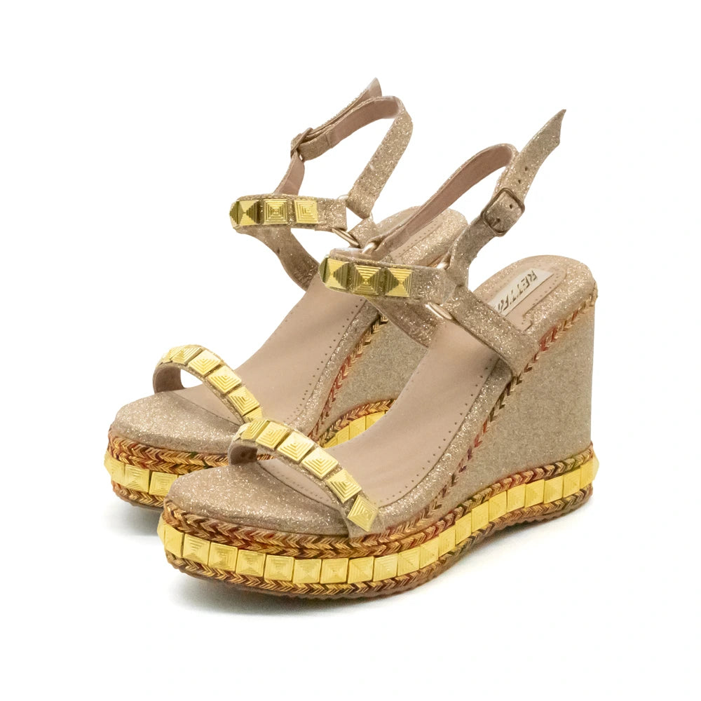 The Rosalie Nude Hand Embellished Luxury Wedge Shoe