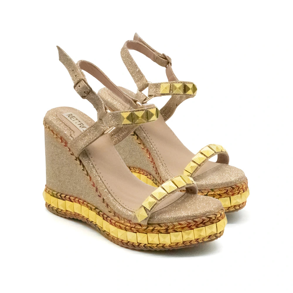 The Rosalie Nude Hand Embellished Luxury Wedge Shoe