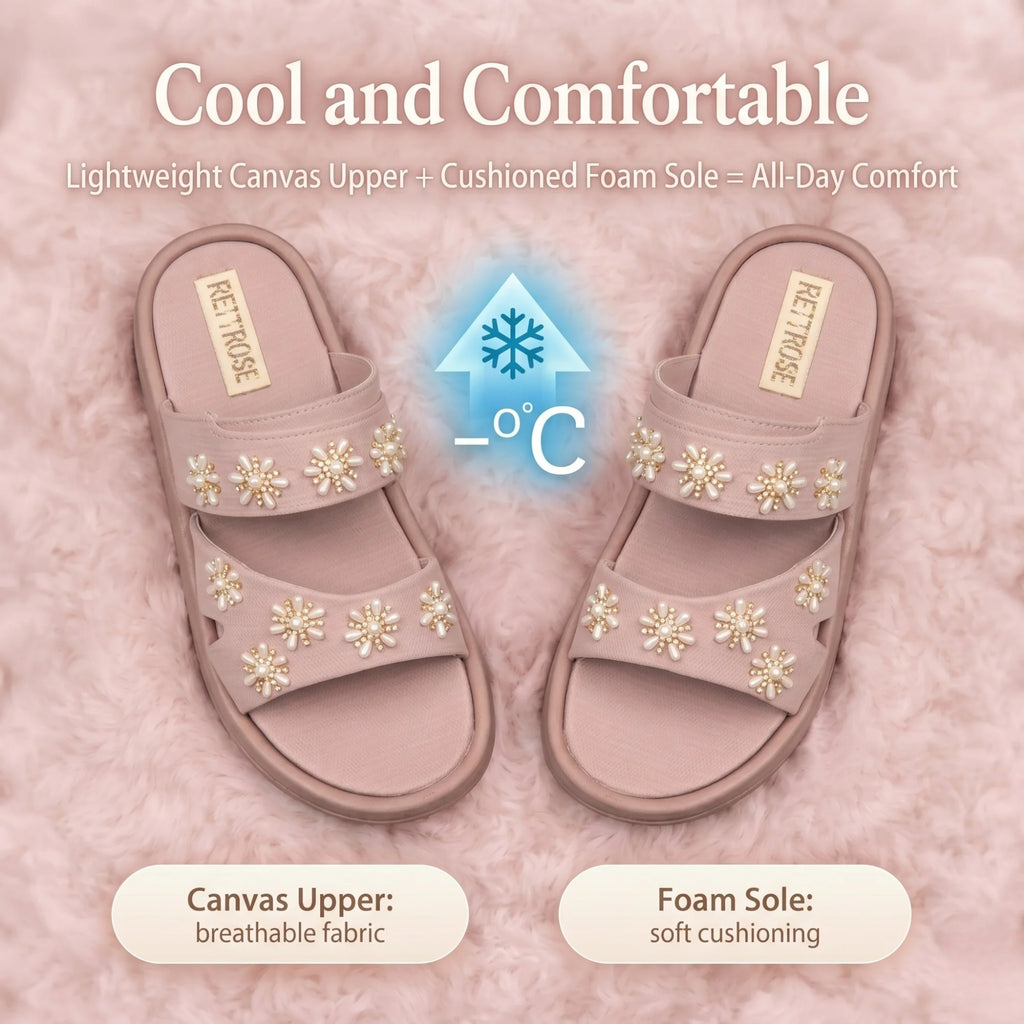 The Ivory Blush Pink Platform Double-Strap Slides