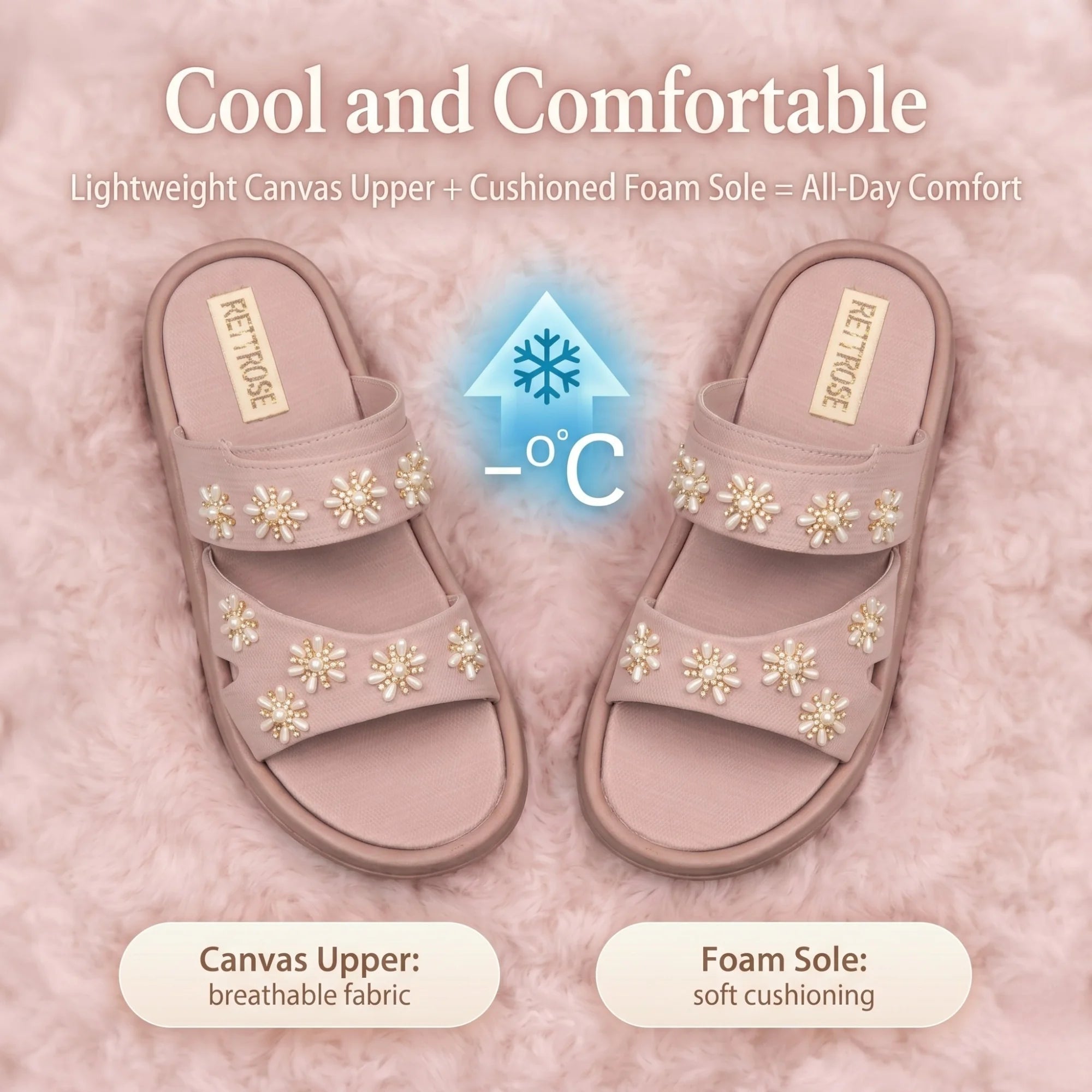 The Ivory Blush Pink Platform Double-Strap Slides