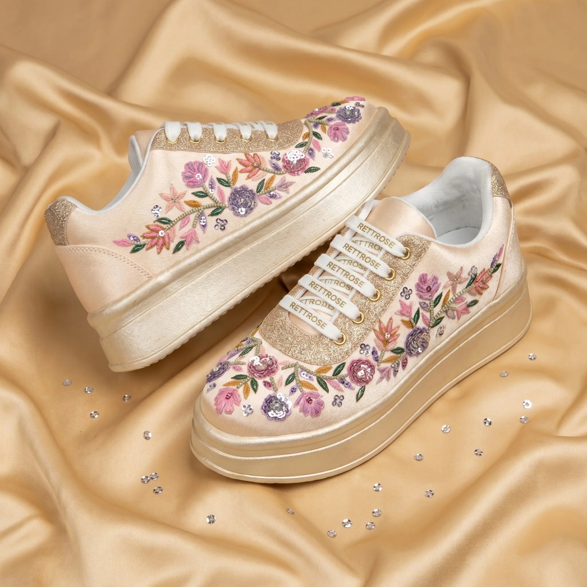 The Primrose Luxury Wild Rose Embellished Trainer