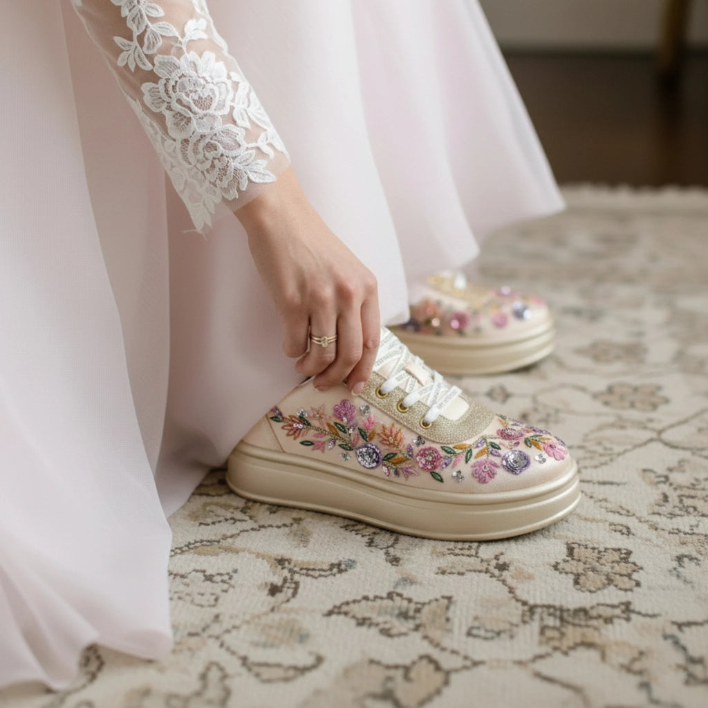 The Primrose Luxury Wild Rose Embellished Trainer