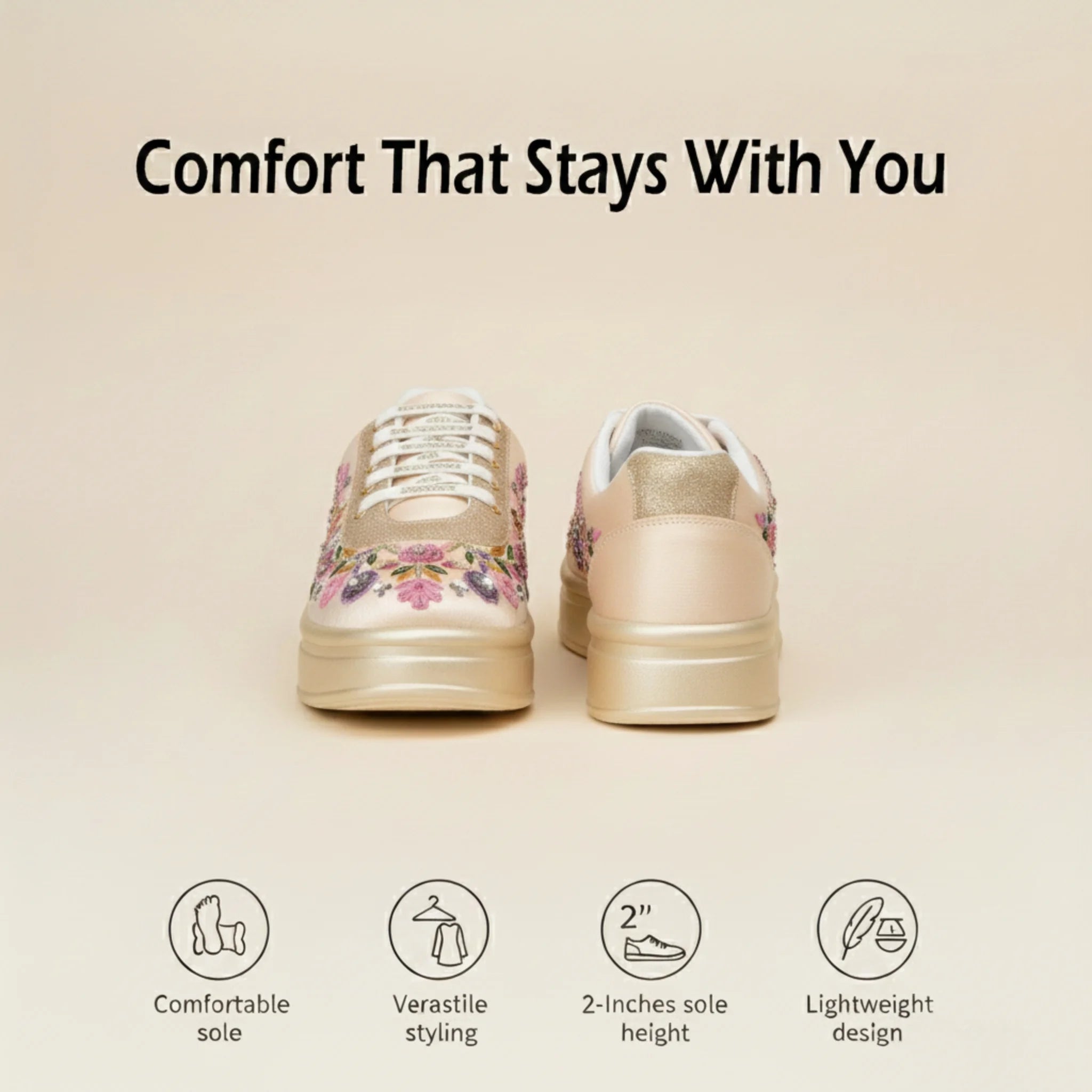 The Primrose Luxury Wild Rose Embellished Trainer