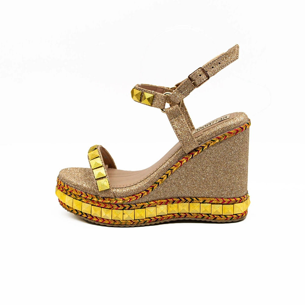 The Rosalie Nude Hand Embellished Luxury Wedge Shoe