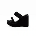 The Sara Black Hand Embellished Luxury Wedge Shoe