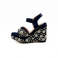 The Maria Navy Hand Embellished Luxury Wedge Shoe
