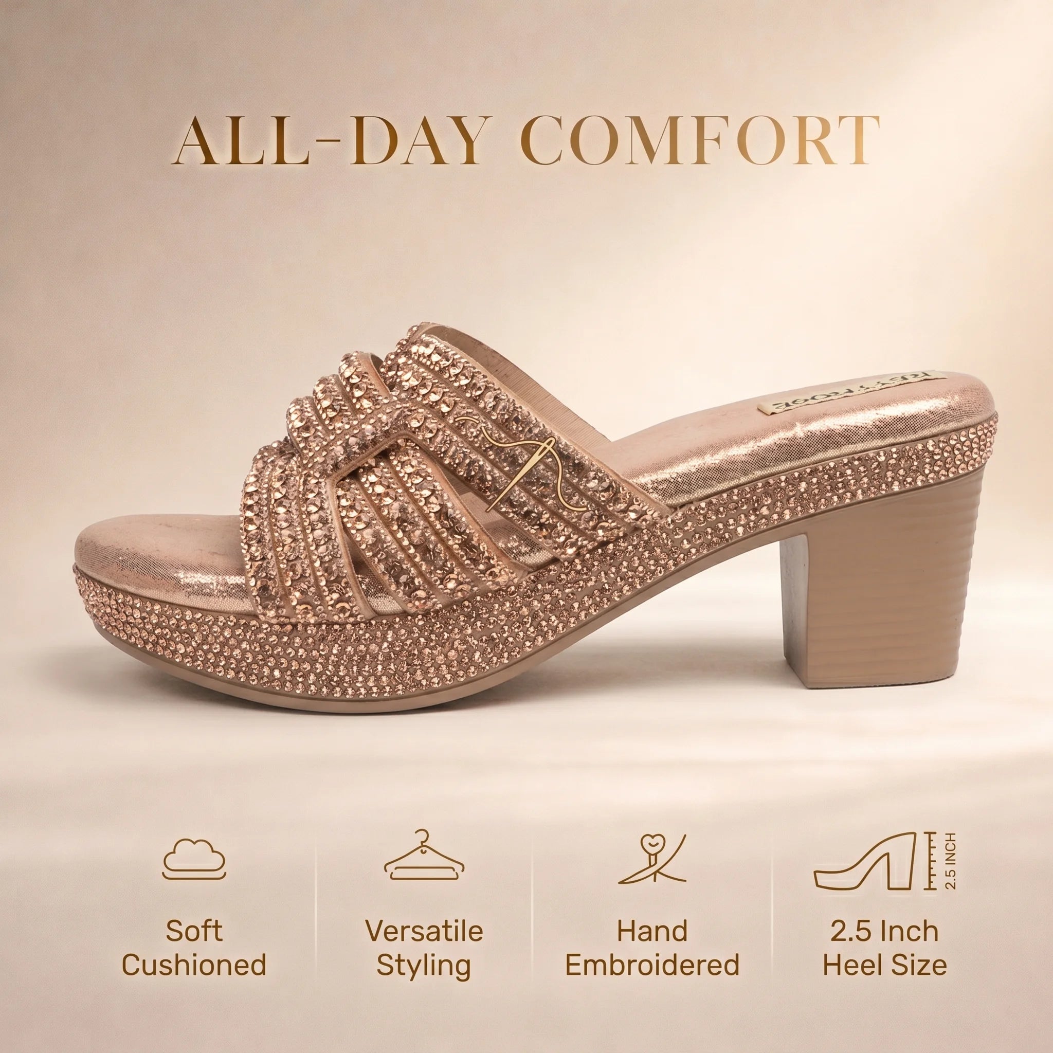 The Regal Sparkle Luxury Embellished Heel Mules