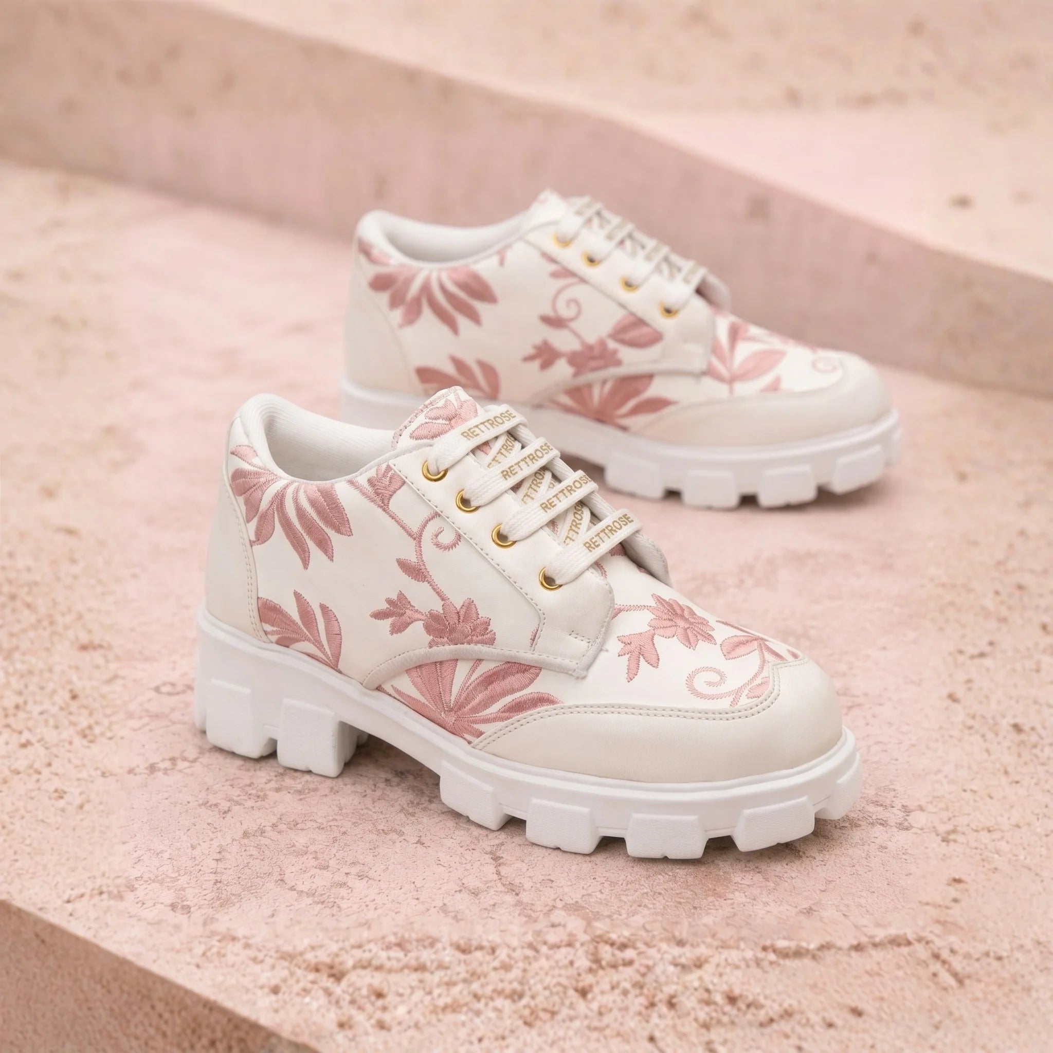 The Rose Blush White Luxury Embellished Casual Sneaker