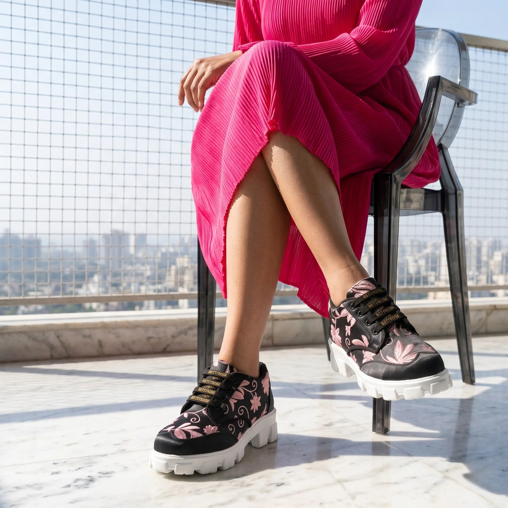 The Rose Blush Black Luxury Embellished Casual Sneaker