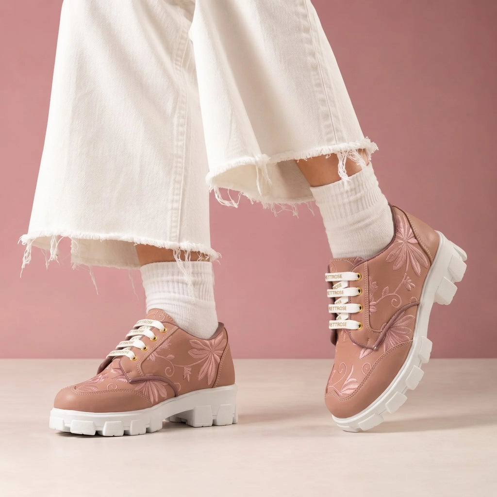 The Rose Blush Peach Luxury Embellished Casual Sneaker
