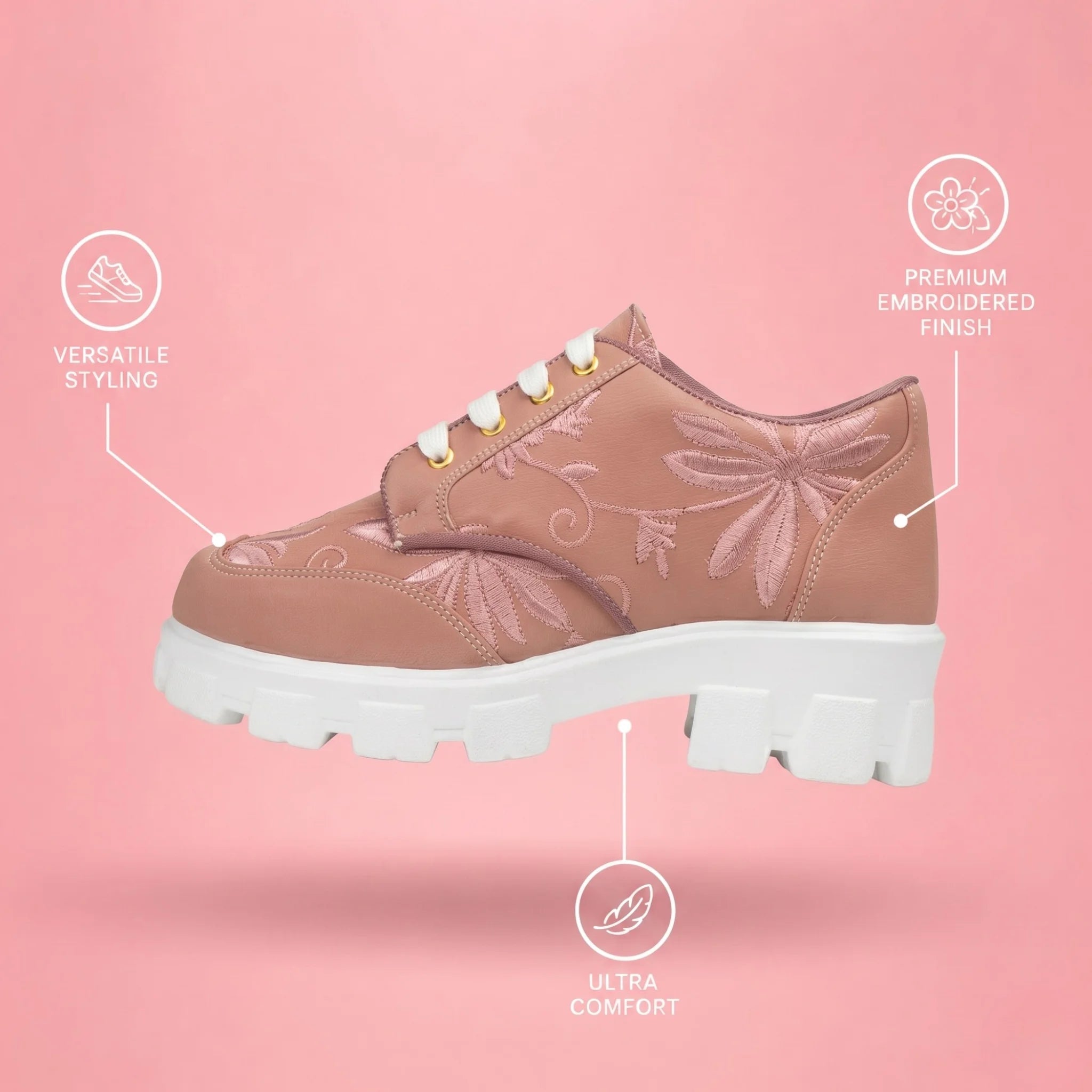 The Rose Blush Peach Luxury Embellished Casual Sneaker