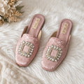 The Stellar Pink Brocade Luxury Embellished Mules