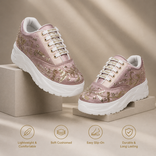The Amelienne Luxury Blush Vine Embellished Trainer