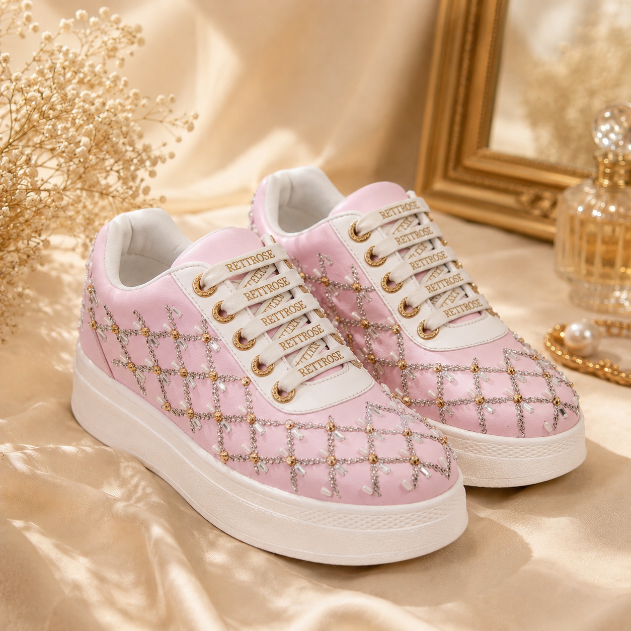 The Fiora Luxury Crystal Trellis Embellished Trainer