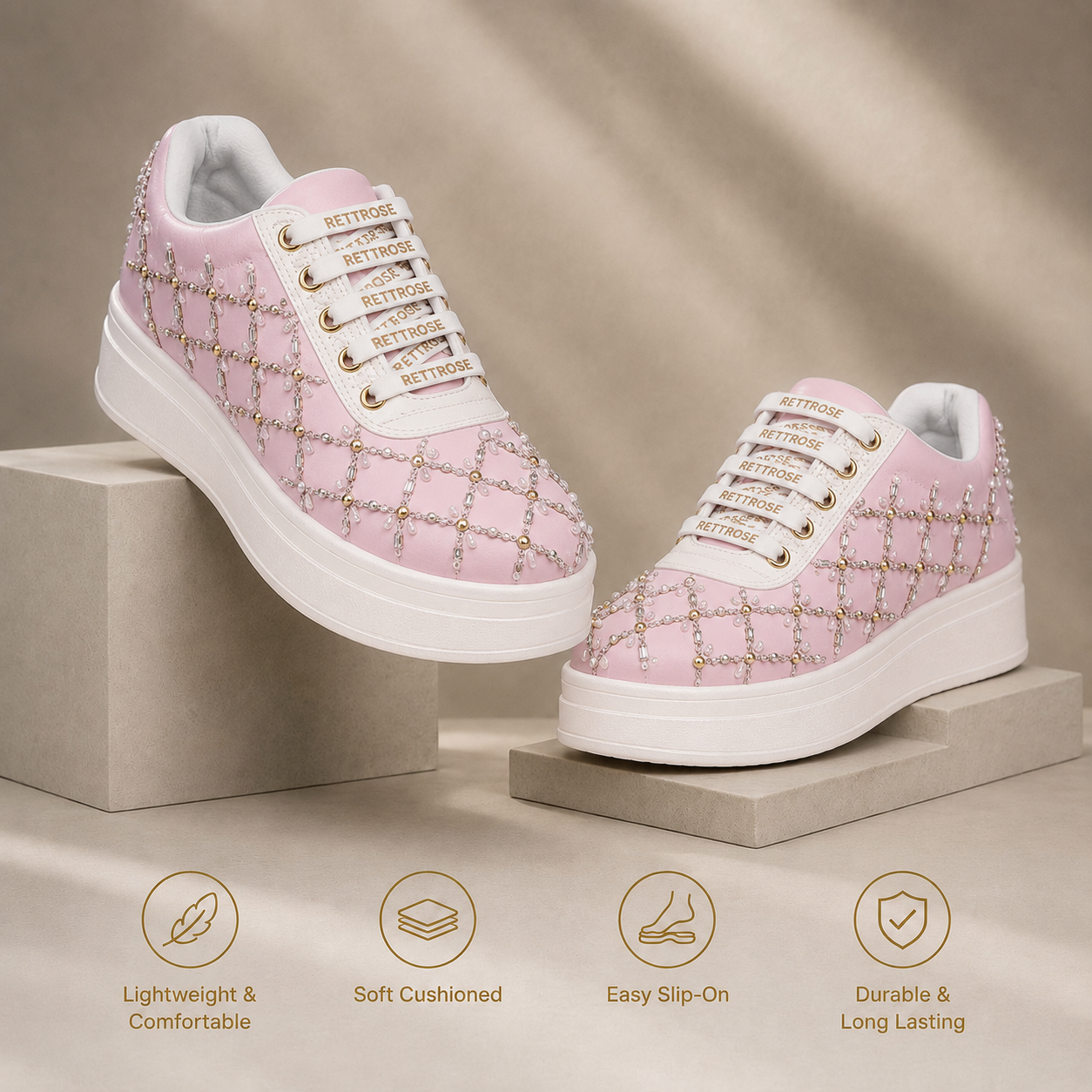 The Fiora Luxury Crystal Trellis Embellished Trainer