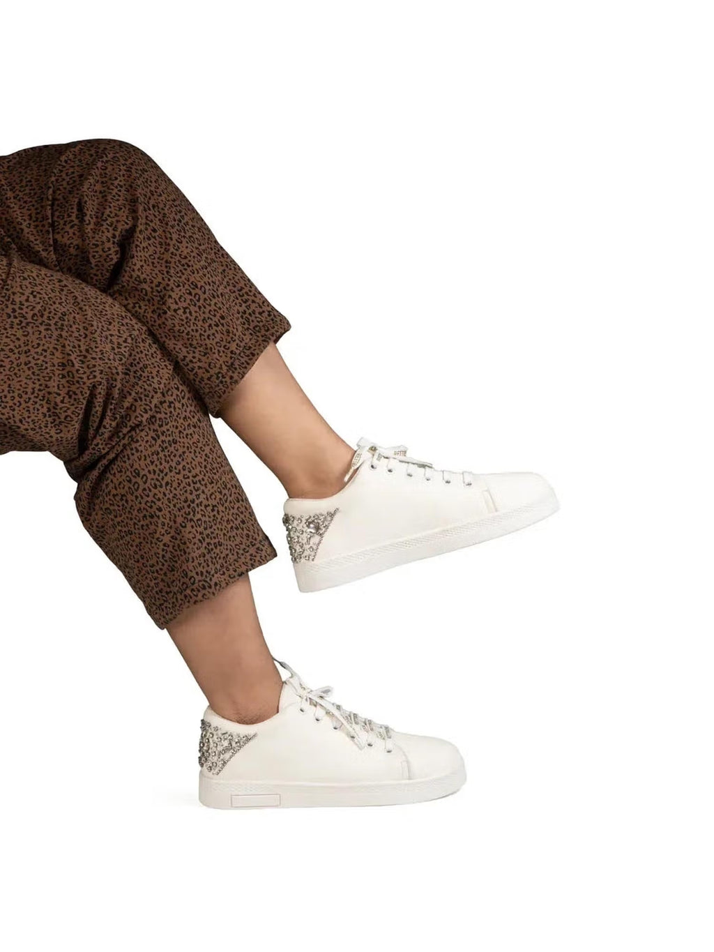 The Lexi White Luxury Embellished Trainer