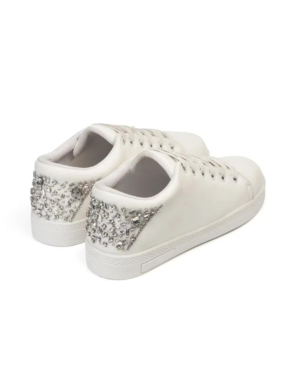 The Lexi White Luxury Embellished Trainer