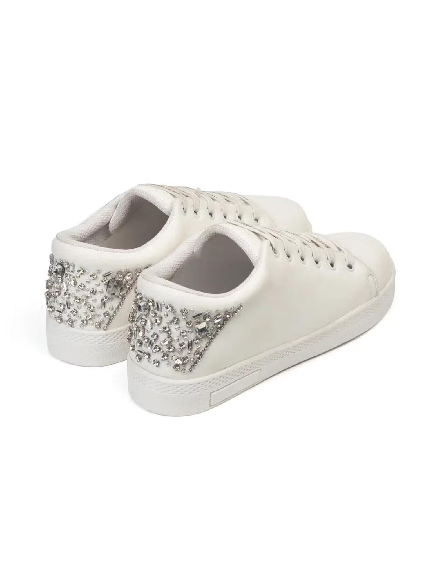 The Lexi White Luxury Embellished Trainer