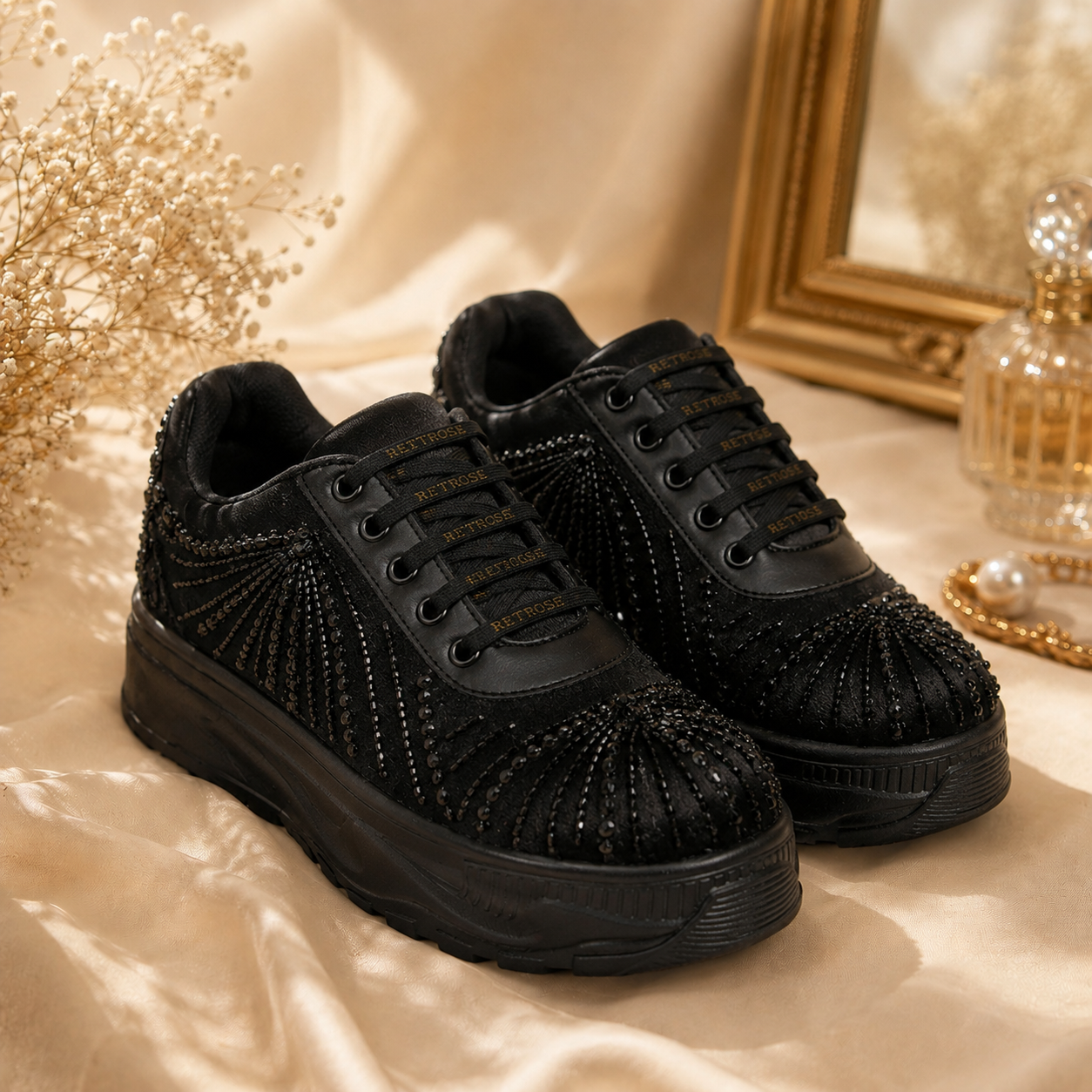The Solena Luxury Starburst Sequin Embellished Trainer
