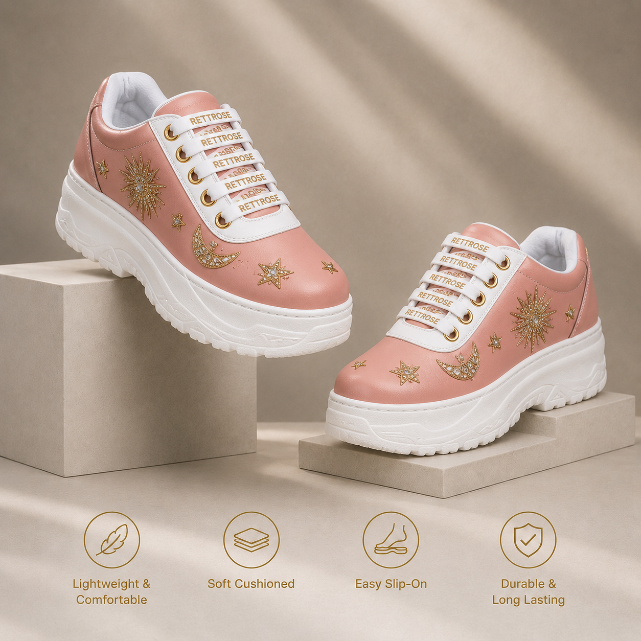 The Adriana Luxury Nude Satin Embellished Trainer