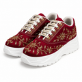 The Arabella Luxury Red Satin Embellished Trainer