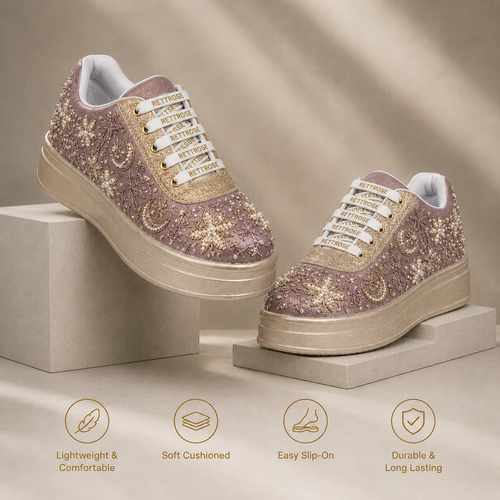 The Astria Luxury Pearl Starfall Embellished Trainer
